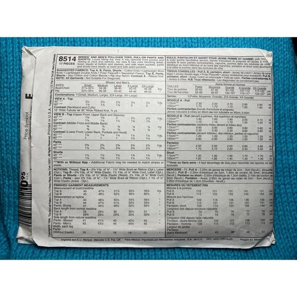 McCalls 8514 Sewing pattern hoodie pants size S M L - Picture 3 of 5